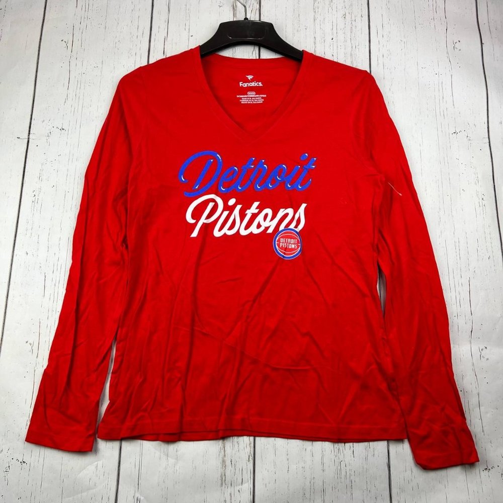 Detroit Pistons NBA Medium Fanatics Long Sleeve Shirt Red New Women